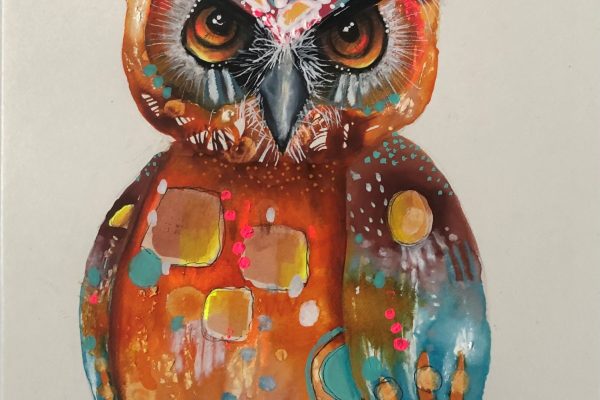 Mixed media owl photo